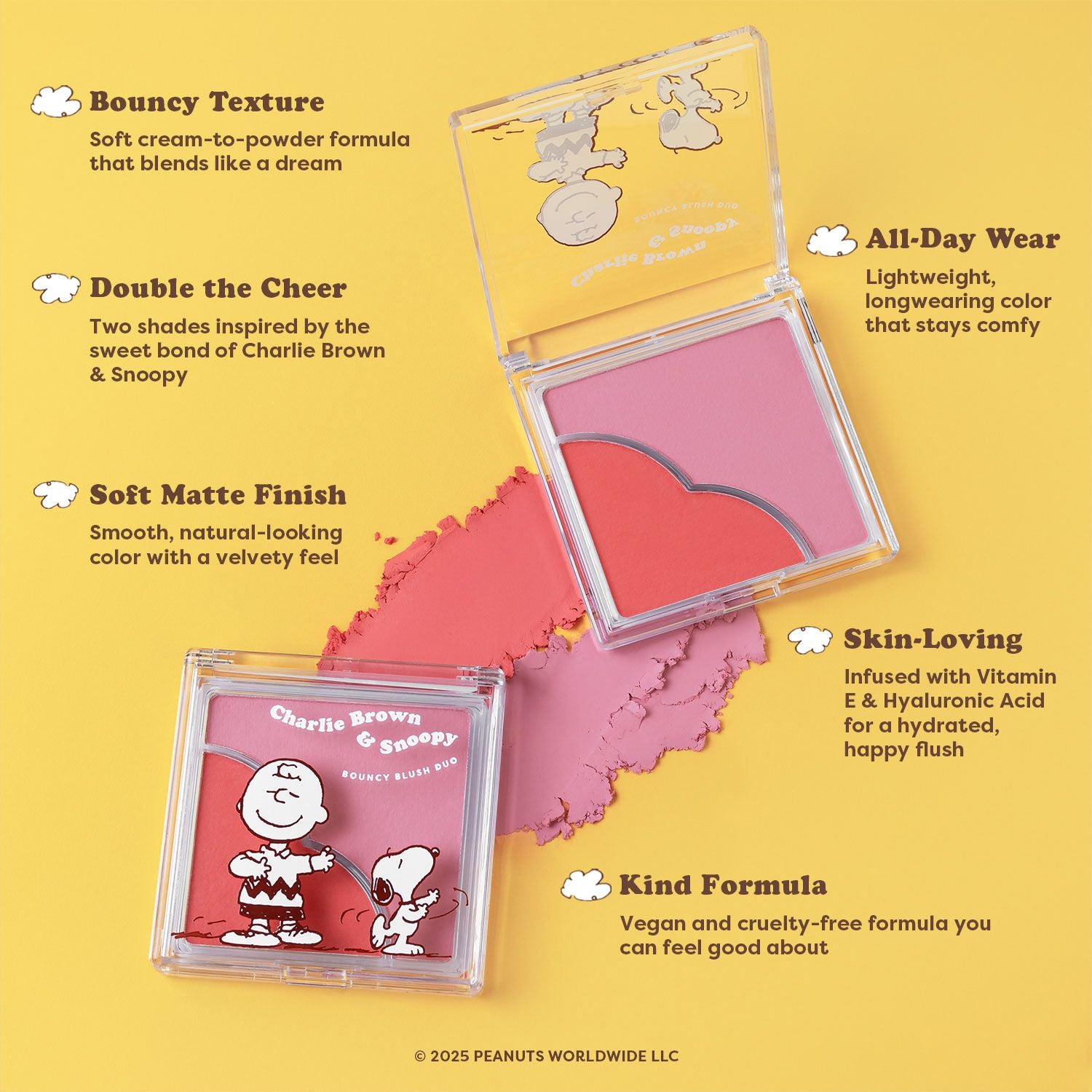 Peanuts 75th Charlie Brown & Snoopy Bouncy Blush Duo Infographics