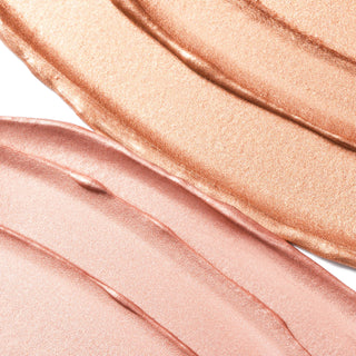 Swatches of shimmery pink and peach makeup from Profusion Cosmetics.
