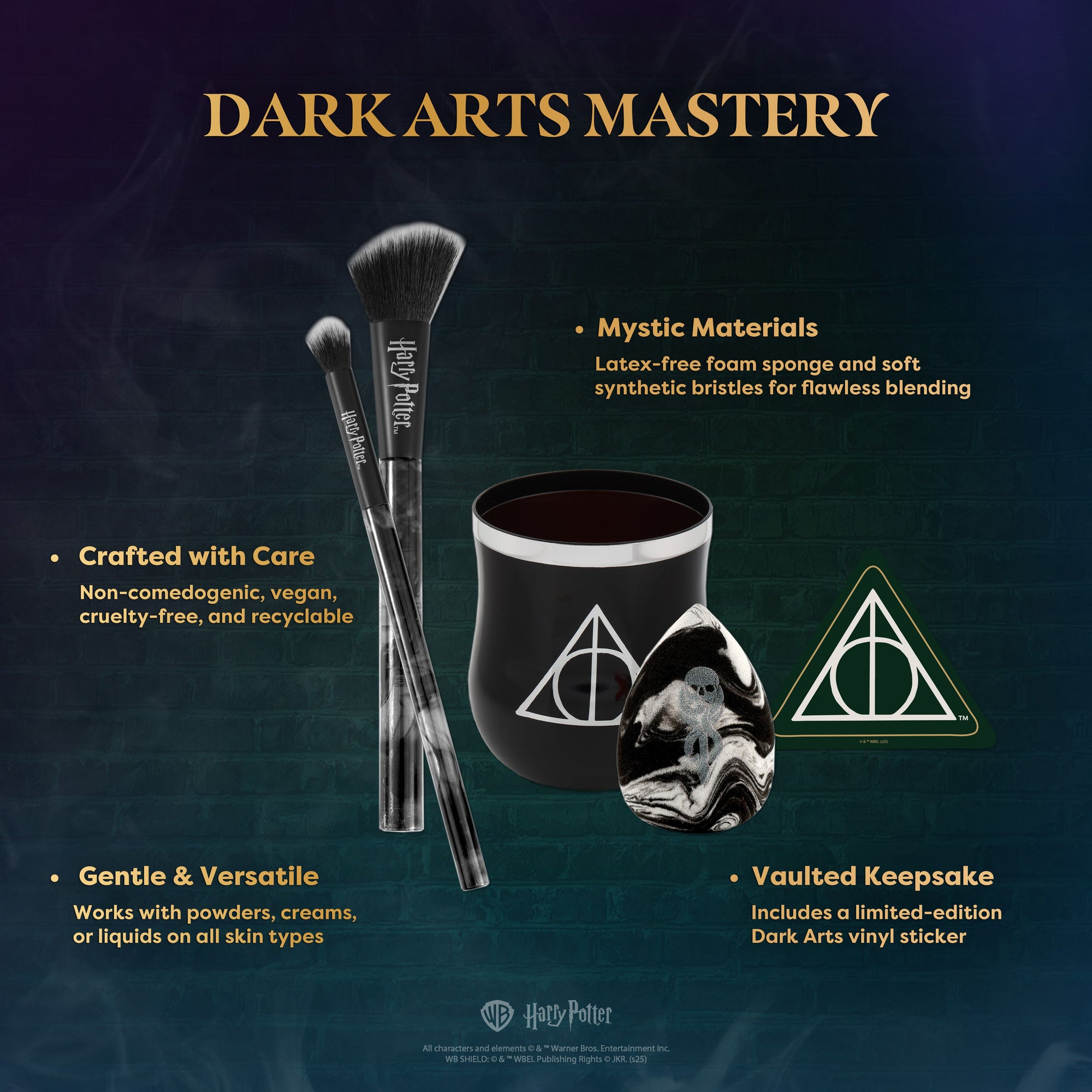 HP Dark Arts | Deathly Hallows™ Blend Makeu Brush & Sponge Set Call out