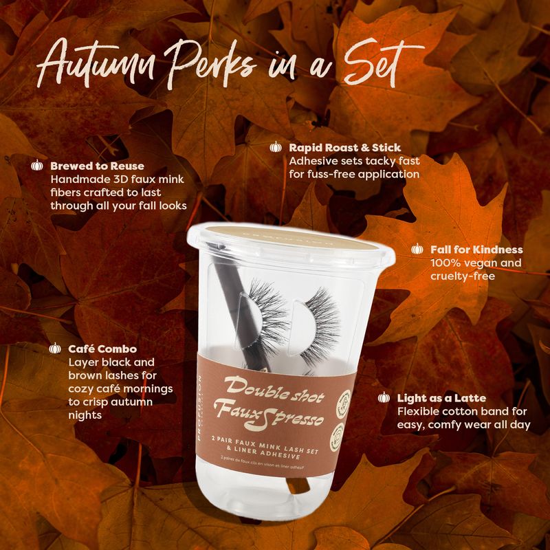 Double Shot Fauxspresso 2 Pair Faux Mink Lash Set + Adhesive Infographics