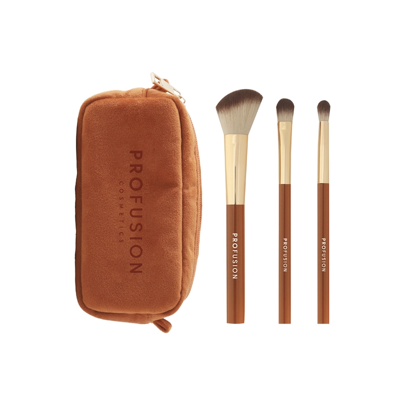 Pumpkin Spice | Cinnamon Sticks 3 PC Face &amp; Eye Brush &amp; Bag Set