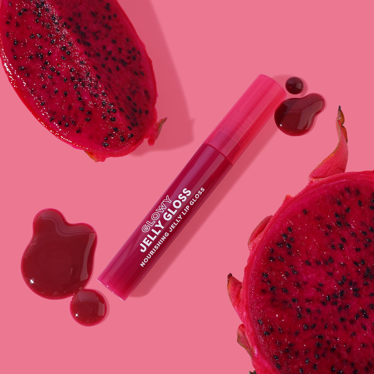 Glowy Jelly Gloss Nourishing Jelly Lip Dragon Fruit Jelly lifestyle with swatch