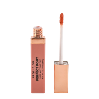 Profusion Cosmetics Perfect Pout Soft Matte Lip Tint in a warm nude shade.