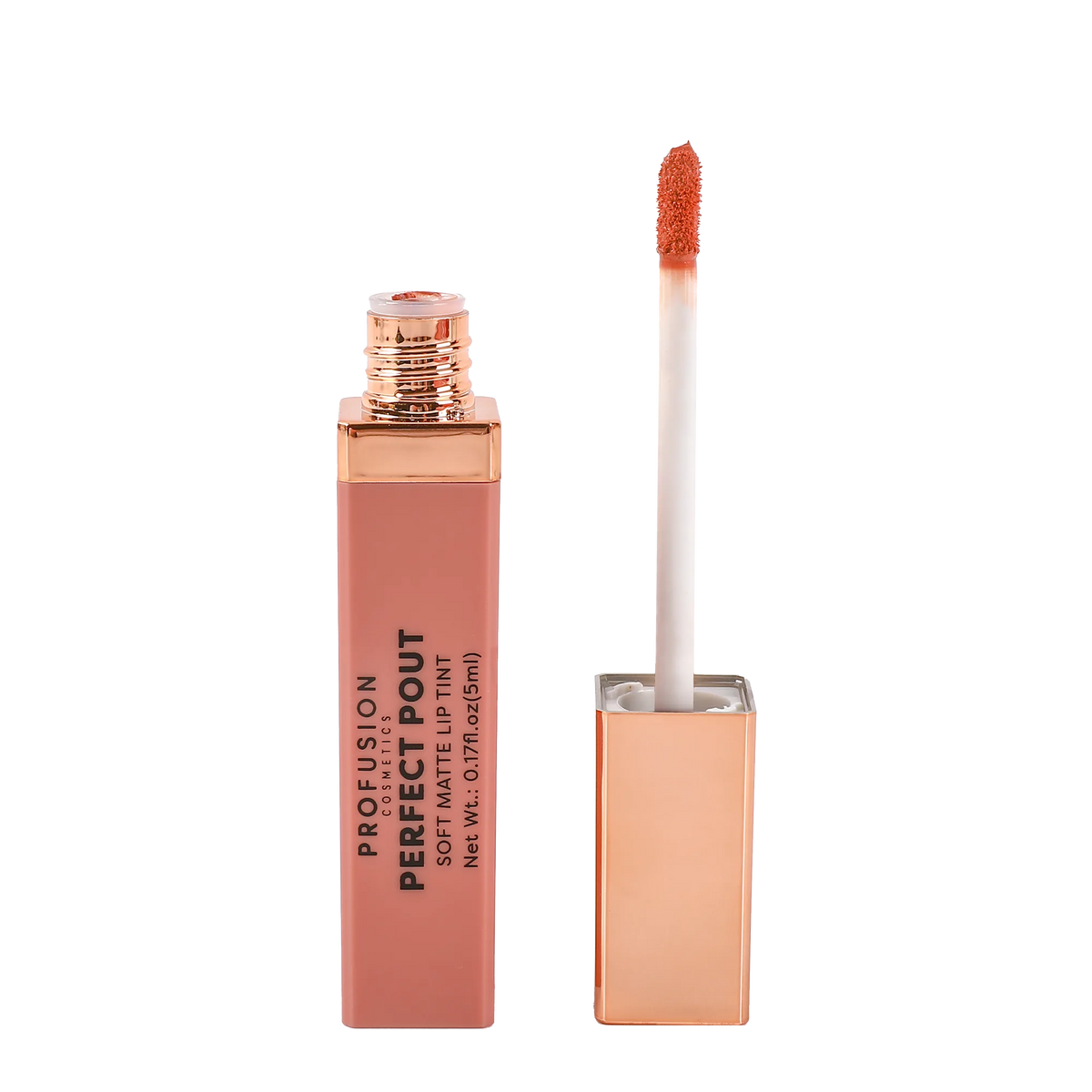 Profusion Cosmetics Perfect Pout Soft Matte Lip Tint in a warm nude shade.